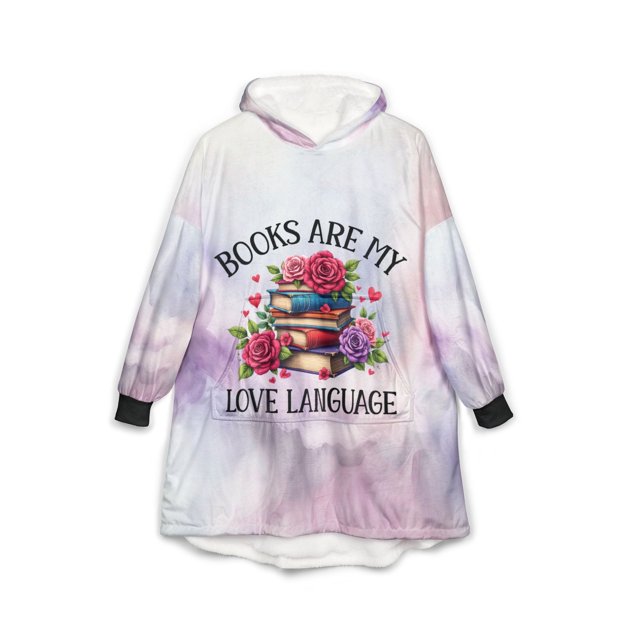 Hooded Blanket — "Books Are My Love Language" Cozy Reading Throw