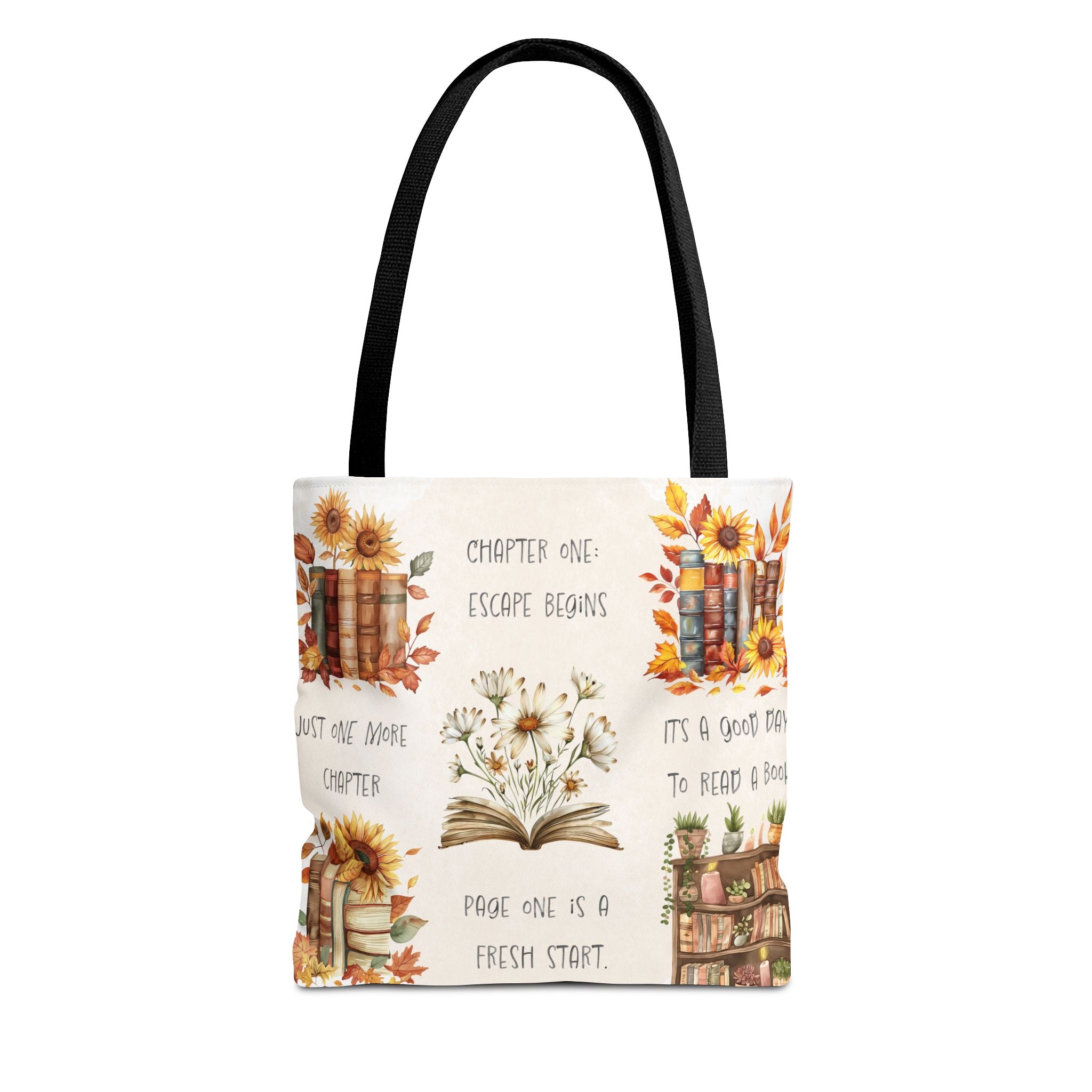 Book Lover Tote Bag — Autumn Floral Reading Quotes AOP