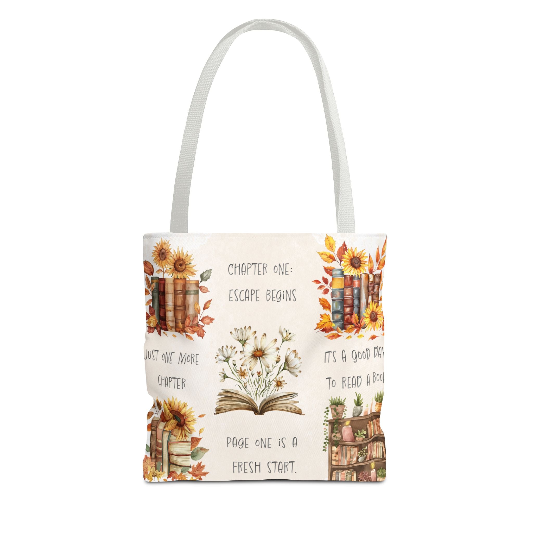 Book Lover Tote Bag — Autumn Floral Reading Quotes AOP
