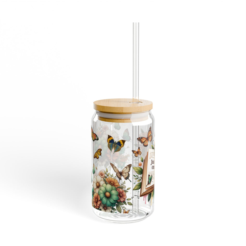 Book Lover Sipper Glass — 16oz Tumbler with “Just One More Chapter” Floral Design
