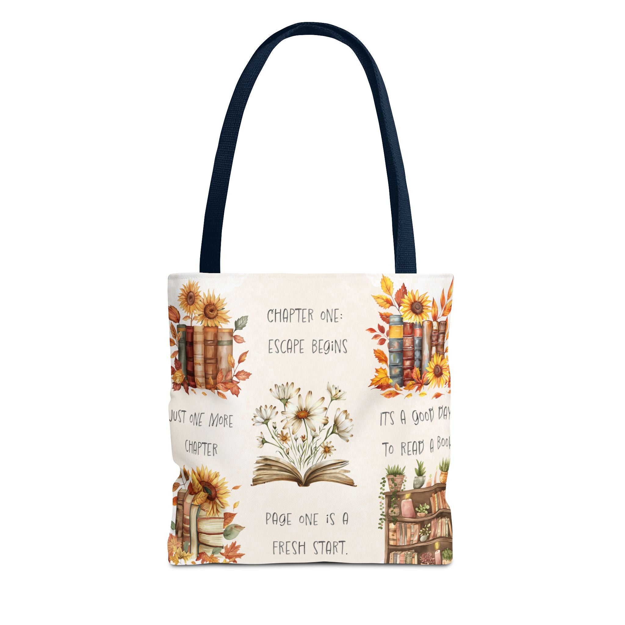 Book Lover Tote Bag — Autumn Floral Reading Quotes AOP