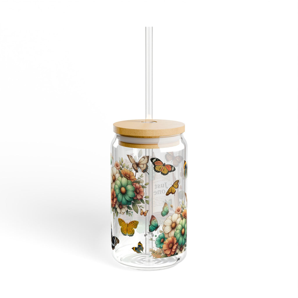 Book Lover Sipper Glass — 16oz Tumbler with “Just One More Chapter” Floral Design
