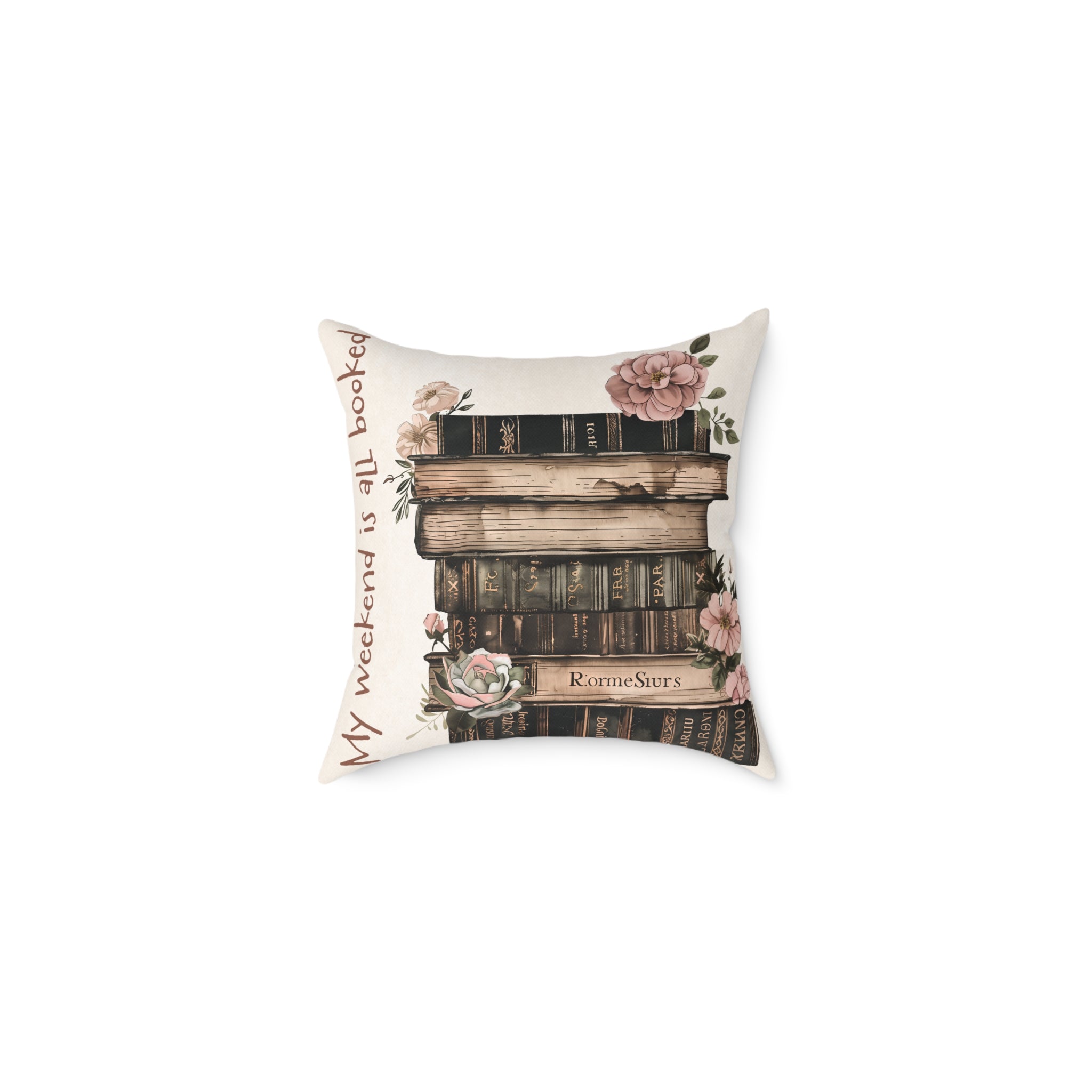 Stacked Vintage Books Pillow — "Just One More Chapter" Decorative Throw Pillow for Book Lovers