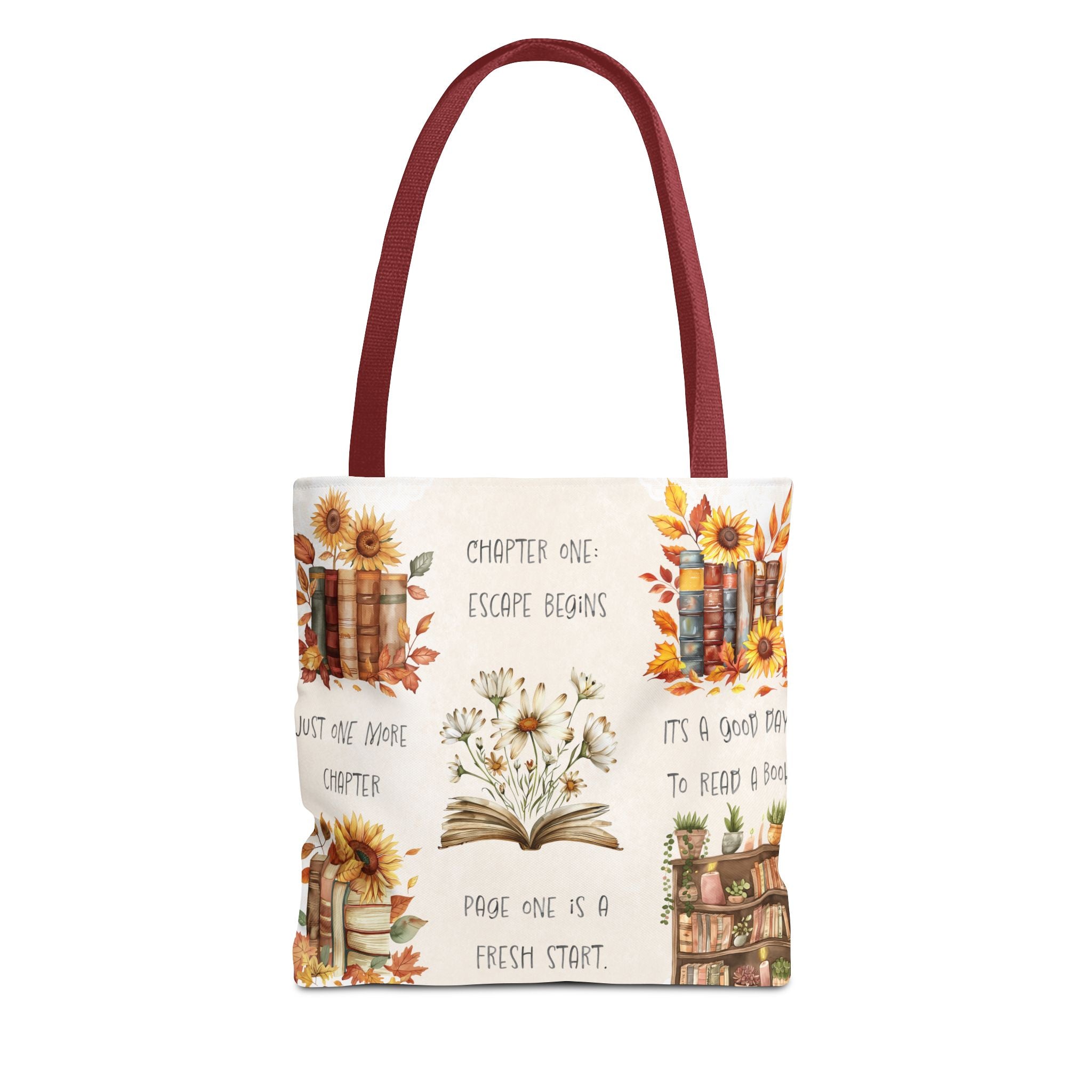 Book Lover Tote Bag — Autumn Floral Reading Quotes AOP