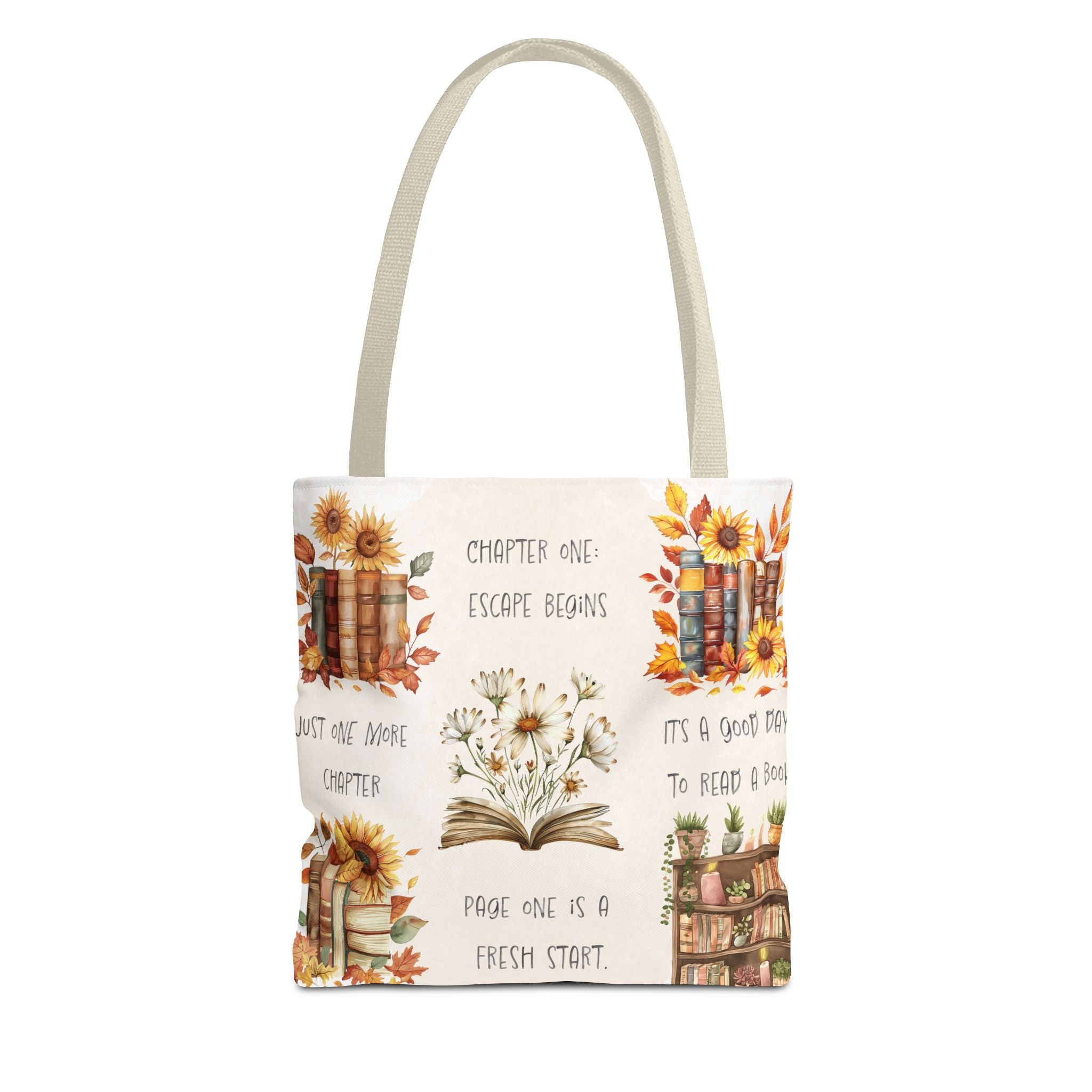 Book Lover Tote Bag — Autumn Floral Reading Quotes AOP